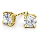 2 ctw Lab Grown Certified Diamond Stud Earrings yellow gold